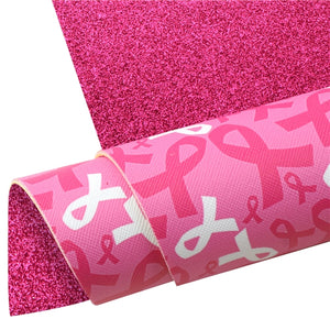 Pink Ribbon on Pink with Dark Pink Glitter Double Sided Sheet
