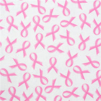 Pink Ribbon on White with Pink Silver Glitter Double Sided Sheet

