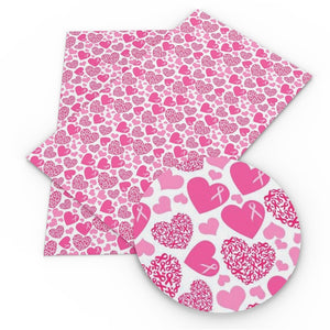 Pink Ribbon Hearts Faux Leather Sheet