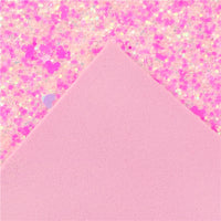 Light Pink Velvet with Pink Heart Chunky Glitter Double Sided Sheet