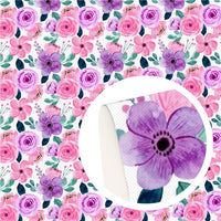 Floral Pinks & Purples Faux Leather Sheet