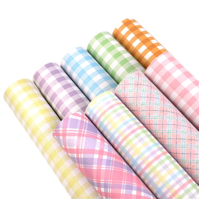 Gingham Pattern Faux Leather Full Sheet Pack of 9