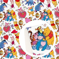 Pooh Bear & Friends on White Faux Leather Sheet