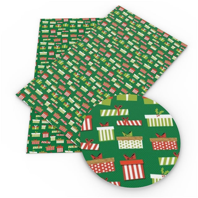 Christmas Presents on Green Faux Leather Sheet