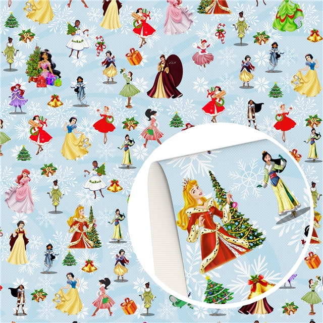 Christmas Princesses & Snowflakes Faux Leather Sheet