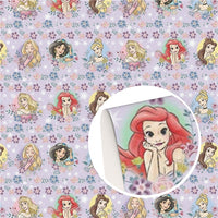 Princesses on Floral Faux Leather Sheet