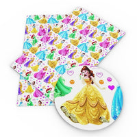 Princesses on White Faux Leather Sheet