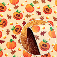 Pumpkins with Orange Fine Glitter Double Sided Faux Leather Sheet

