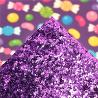 Candy with Purple Chunky Glitter Double Sided Faux Leather Sheet