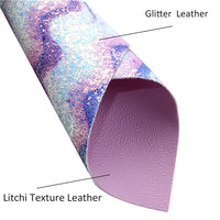 Pastel Ombre Waves Chunky Glitter with Light Purple Litchi Double Sided Faux Leather Sheet
