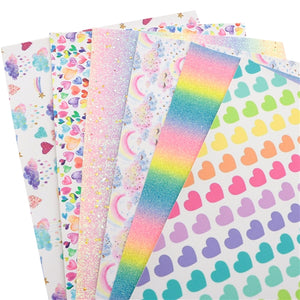Rainbows & Hearts Faux Leather Full Sheet Pack of 6