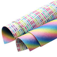 Crayons with Rainbow Fine Glitter Double Sided Faux Leather Sheet