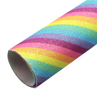 Rainbow Fine Glitter Stripe Faux Leather Sheet
