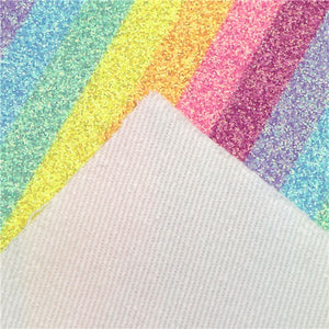 Rainbow Fine Glitter Stripe Faux Leather Sheet