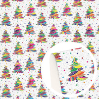 Christmas Rainbow Tree Faux Leather Sheet
