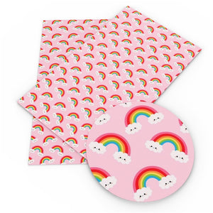 Rainbows on Pink Faux Leather Sheet