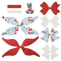 Pre Cut Christmas Reindeer Faux Leather Bow
