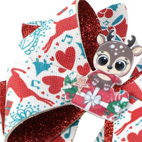 Pre Cut Christmas Reindeer Faux Leather Bow
