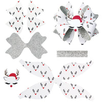 Pre Cut Christmas Reindeer White Faux Leather Bow
