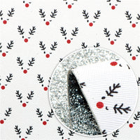 Reindeer with Silver Fine Glitter Double Sided Faux Leather Sheet