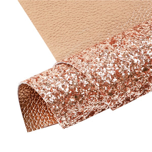 Rose Gold Metallic Litchi with Rose Gold Chunky Double Sided Sheet