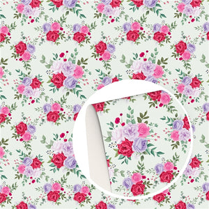 Floral Roses Dainty Bunch Faux Leather Sheet