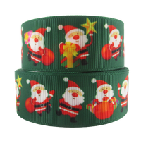 Christmas Santa on Dark Green 1" Ribbon