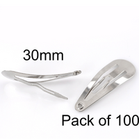 Silver Snap Clips 30mm (100)