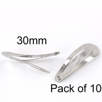 Silver Snap Clips 30mm (10)