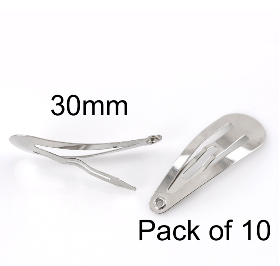 Silver Snap Clips 30mm (10)