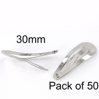 Silver Snap Clips 30mm (50)
