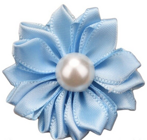 Satin Ribbon Flower with Pearl 3.8cm