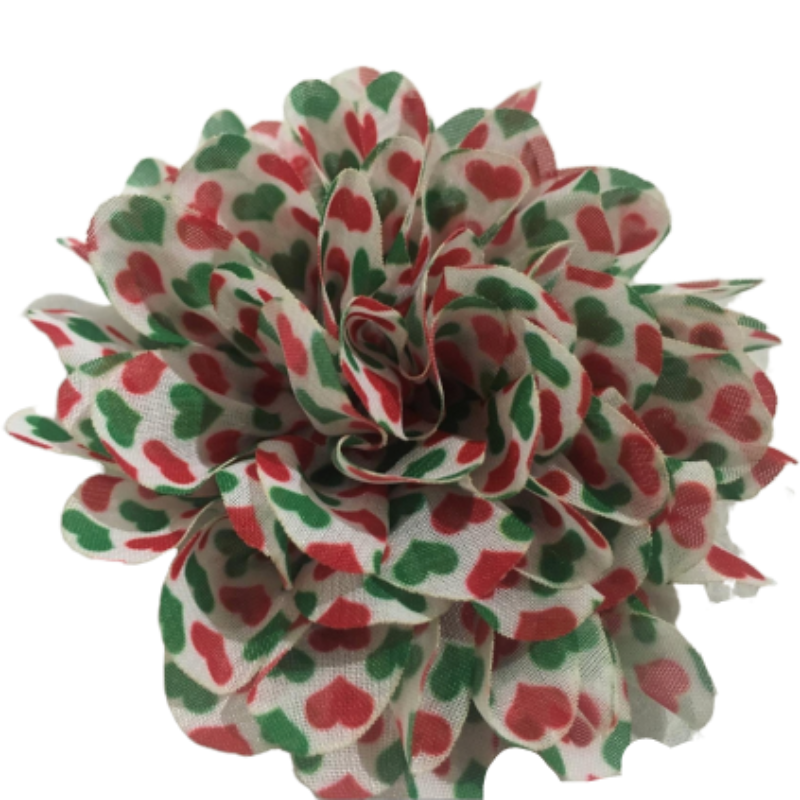 Christmas Hearts Chiffon Flower (9cm)