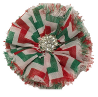 Christmas Chevron Chiffon Flower with Rhinestone
