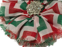 Christmas Chevron Chiffon Flower with Rhinestone
