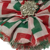 Christmas Chevron Chiffon Flower with Rhinestone