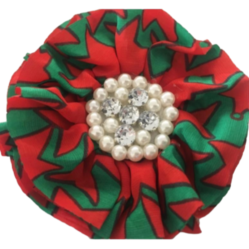 Christmas Chiffon with Pearl/Rhinestone Cluster Centre 9cm