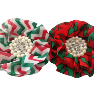 Christmas Chiffon with Pearl/Rhinestone Cluster Centre 9cm