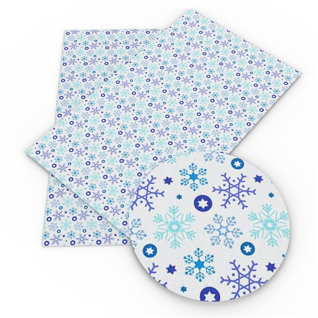 Snowflake Shades of Blue Faux Leather Sheet