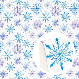 Snowflakes Teal & Purple Faux Leather Sheet