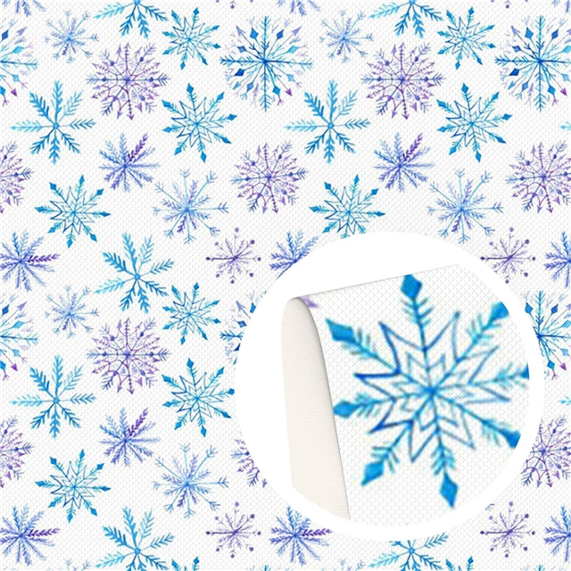 Snowflakes Teal & Purple Faux Leather Sheet