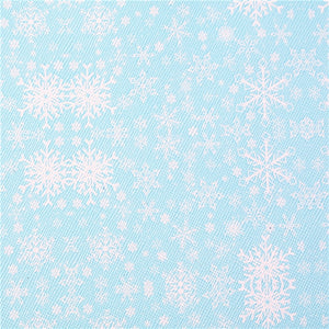 Snowflakes on Blue with Blue Fine Glitter Double Sided Faux Leather Sheet