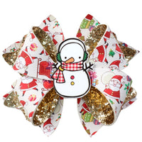 Pre Cut Christmas Snowman Faux Leather Bow
