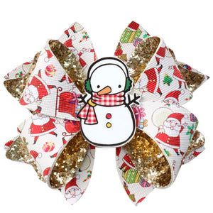 Pre Cut Christmas Snowman Faux Leather Bow