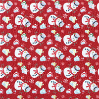 Christmas Snowman on Wine Red with Red Fine Double Sided Faux Leather Sheet
