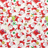 Christmas Santa on Cream with Gold Chunky Double Sided Faux Leather Sheet
