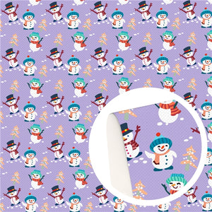 Christmas Snowman on Purple Faux Leather Sheet