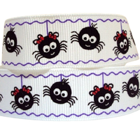 Spiders on White 7/8" Ribbon