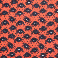 Spiders with Orange Fine Glitter Double Sided Faux Leather Sheet