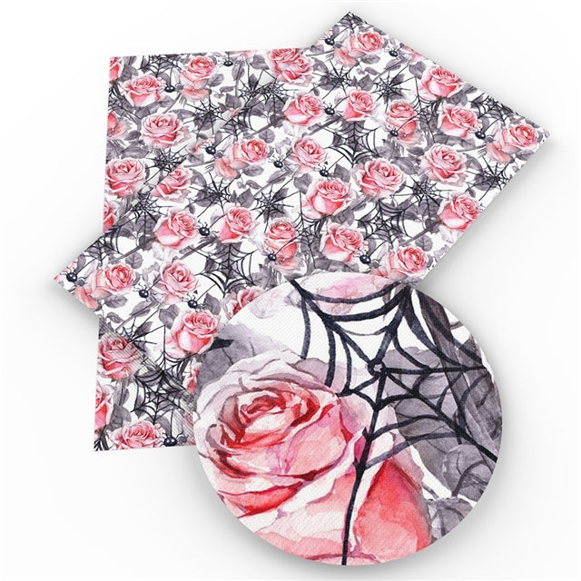 Spiderweb and Roses Faux Leather Sheet